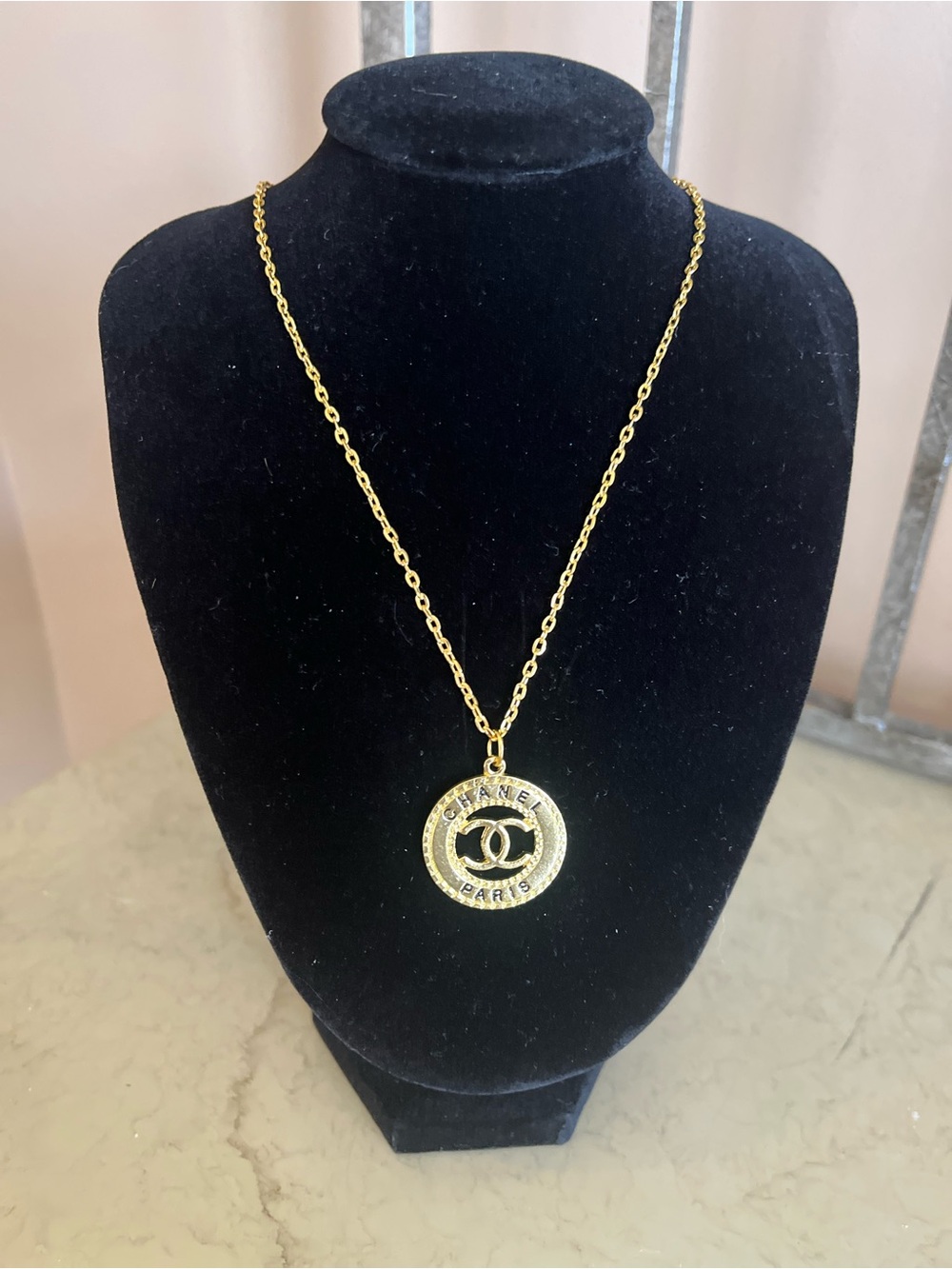 Chanel Gold-Tone CC Logo Pendant Necklace vintage